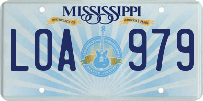 MS license plate LOA979