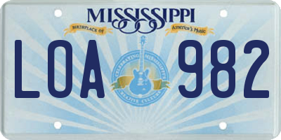 MS license plate LOA982