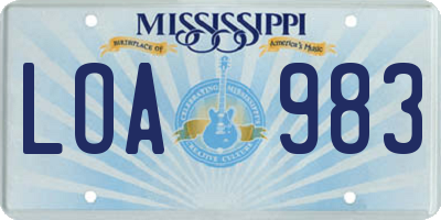 MS license plate LOA983