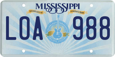 MS license plate LOA988