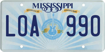 MS license plate LOA990