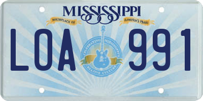 MS license plate LOA991