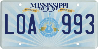MS license plate LOA993