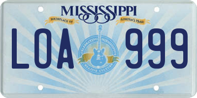 MS license plate LOA999