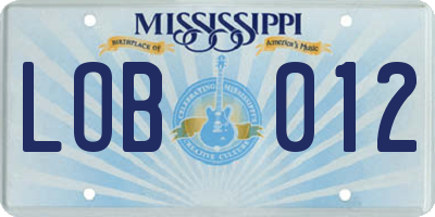 MS license plate LOB012