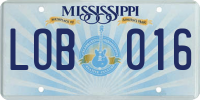 MS license plate LOB016