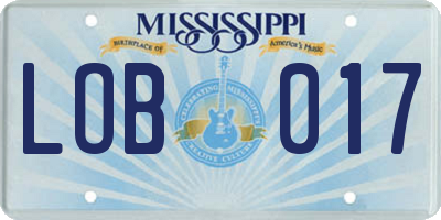 MS license plate LOB017