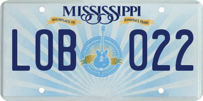 MS license plate LOB022