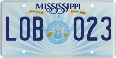 MS license plate LOB023