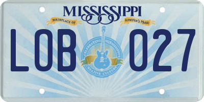 MS license plate LOB027