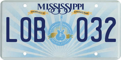 MS license plate LOB032