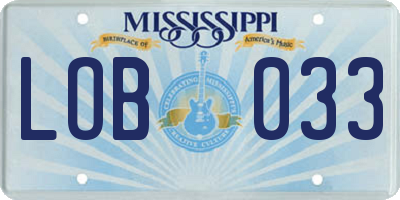 MS license plate LOB033
