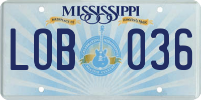 MS license plate LOB036