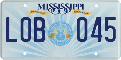 MS license plate LOB045