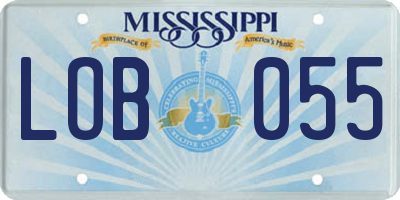 MS license plate LOB055