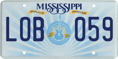 MS license plate LOB059