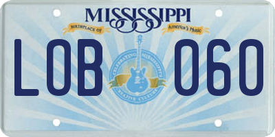 MS license plate LOB060