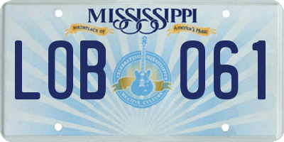 MS license plate LOB061