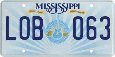 MS license plate LOB063