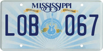 MS license plate LOB067