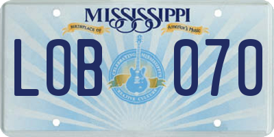 MS license plate LOB070