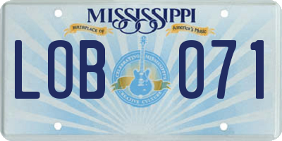 MS license plate LOB071