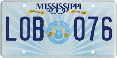 MS license plate LOB076