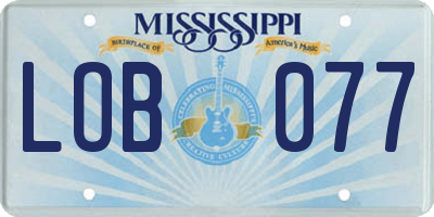 MS license plate LOB077