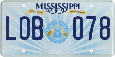 MS license plate LOB078