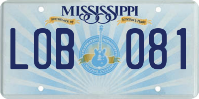 MS license plate LOB081