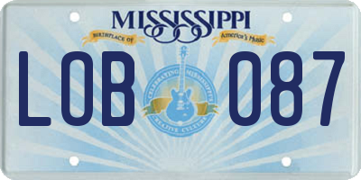 MS license plate LOB087