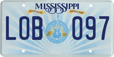 MS license plate LOB097