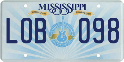 MS license plate LOB098