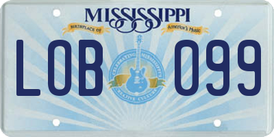 MS license plate LOB099