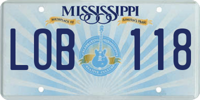 MS license plate LOB118
