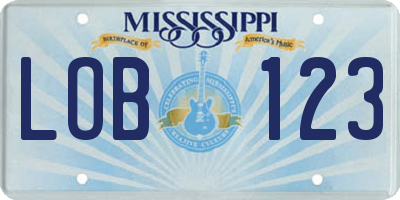 MS license plate LOB123