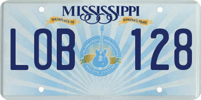 MS license plate LOB128