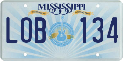 MS license plate LOB134