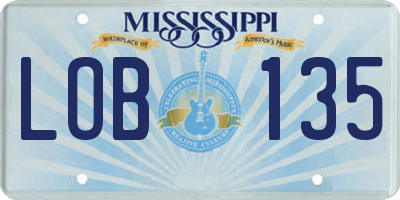 MS license plate LOB135