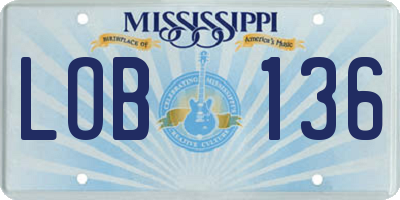 MS license plate LOB136