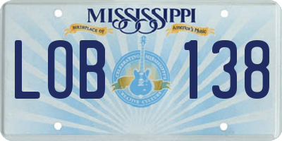MS license plate LOB138