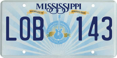 MS license plate LOB143