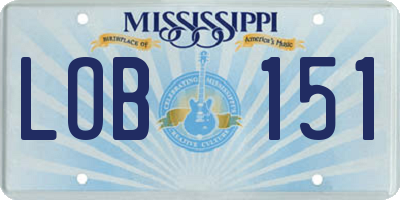 MS license plate LOB151
