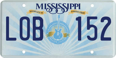 MS license plate LOB152