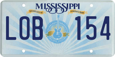 MS license plate LOB154