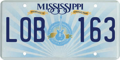 MS license plate LOB163