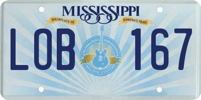 MS license plate LOB167