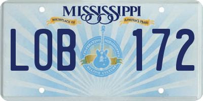 MS license plate LOB172
