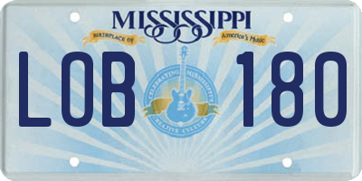 MS license plate LOB180