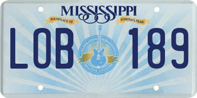 MS license plate LOB189